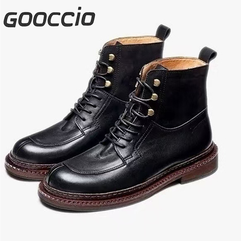DT181 Retro-Style  Cowhide Martin Boots For Men GOOCCIO   