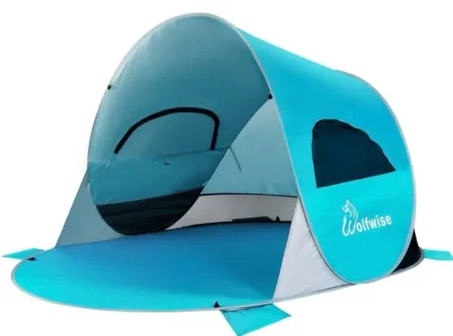 WolfWise UPF 50+ Easy Pop-Up 3 To 4 Person Beach Instant Sun Shelter Tent NEW