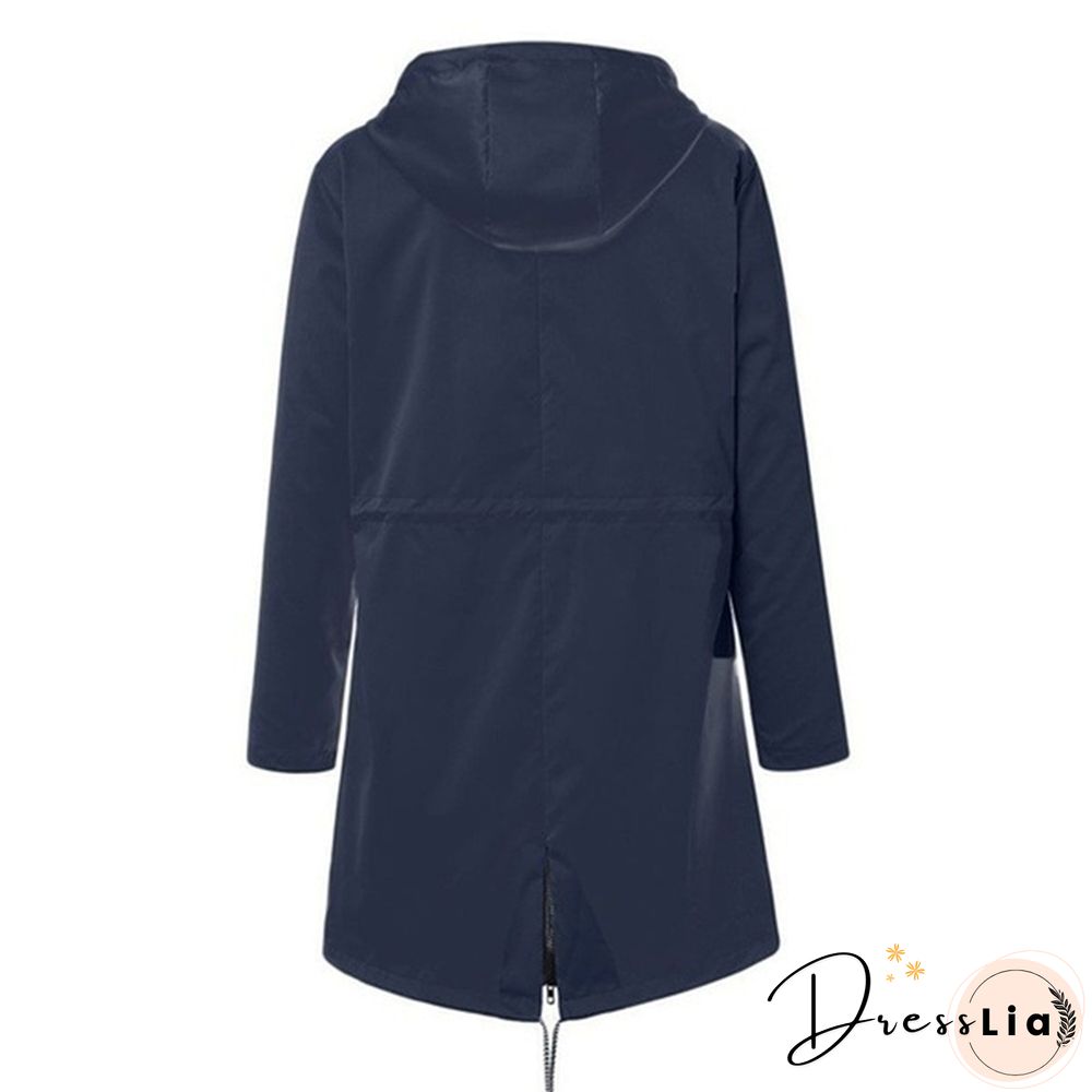 Women Fashion All Seasons Outdoor Waterproof Rain Jacket Casual Loose Plus Size Hooded Windproof Coat Climbing Windbreaker Jacket S-5XL