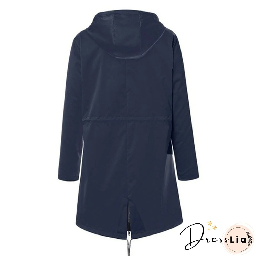Women Fashion All Seasons Outdoor Waterproof Rain Jacket Casual Loose Plus Size Hooded Windproof Coat Climbing Windbreaker Jacket S-5XL