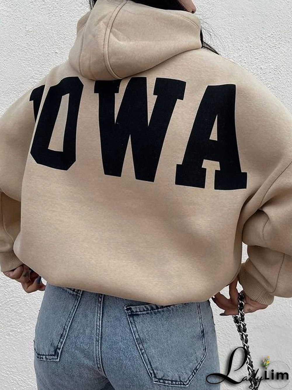 Letter Print Short Oversized Hoodie