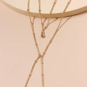Golden fine bead necklace