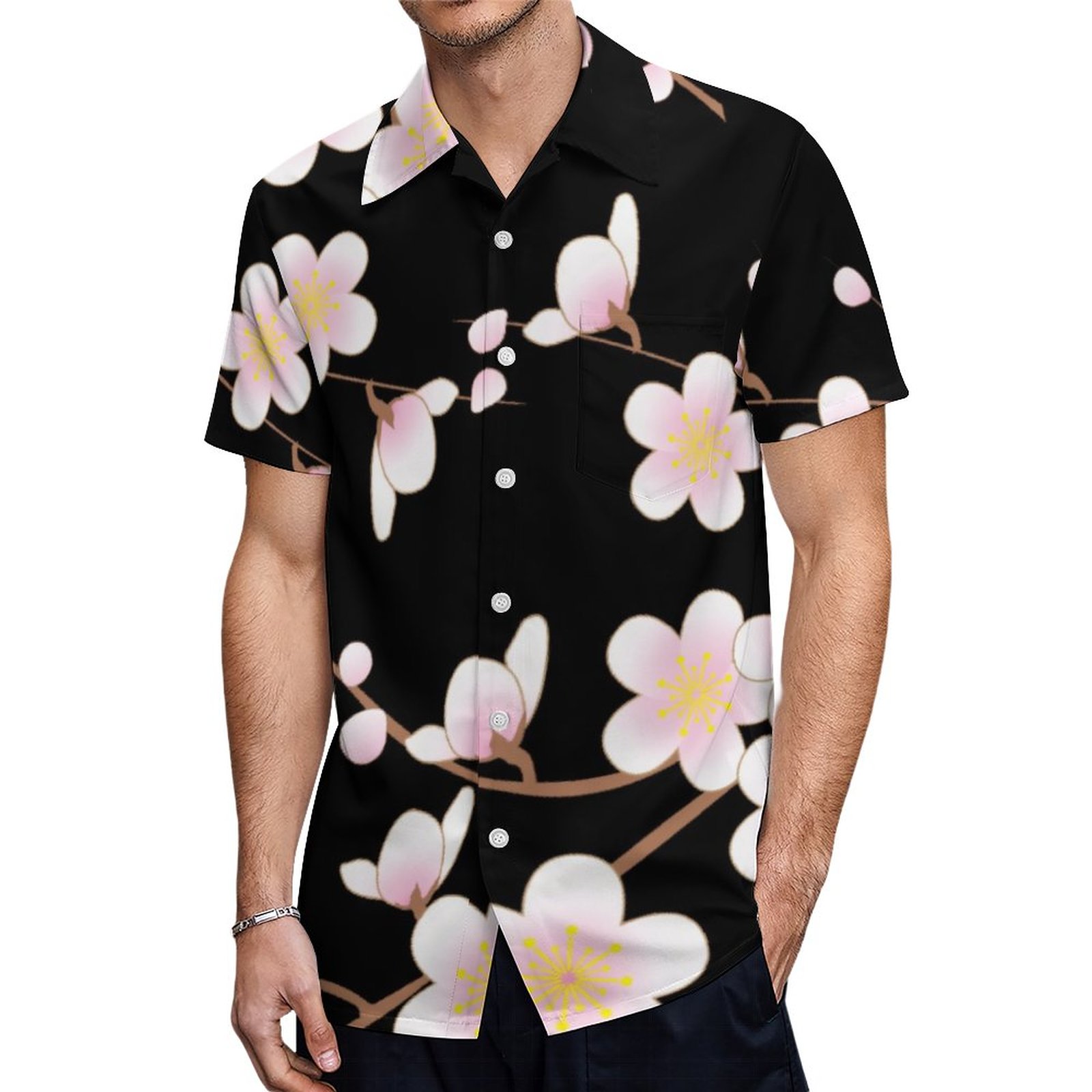 Japanese Kimono Patern C Leggins Black Hawaiian Shirt Mens Button Down Plus Size Tropical Hawaii Beach Shirts
