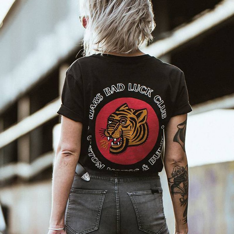 Tiger letter print short sleeve t-shirt - Krazyskull