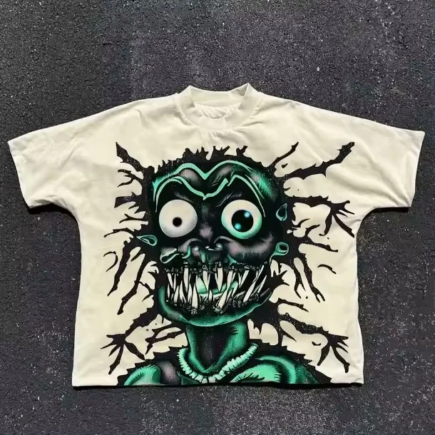 Vintage The World Creates Monsters Graphic Short Sleeve T-Shirt