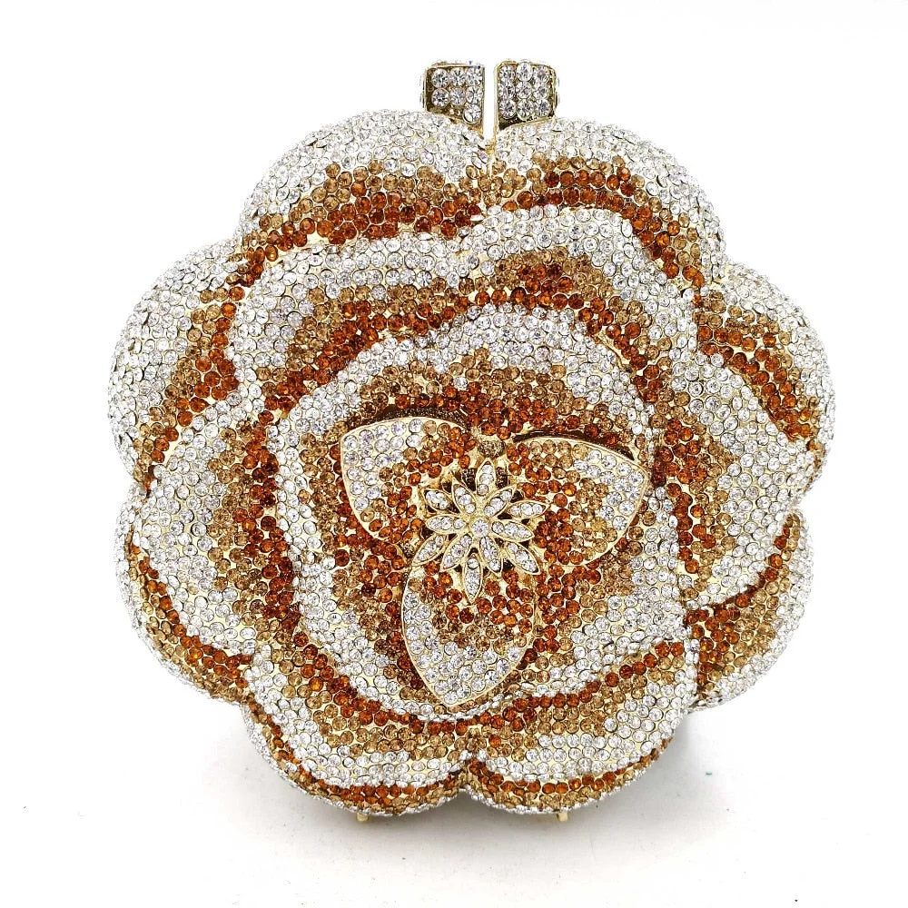 Newest Clutch Bag Pink Crystal Women Wedding Flower Party Purse Bride Chain Clutch Bag Prom Night Evening Bag SC603