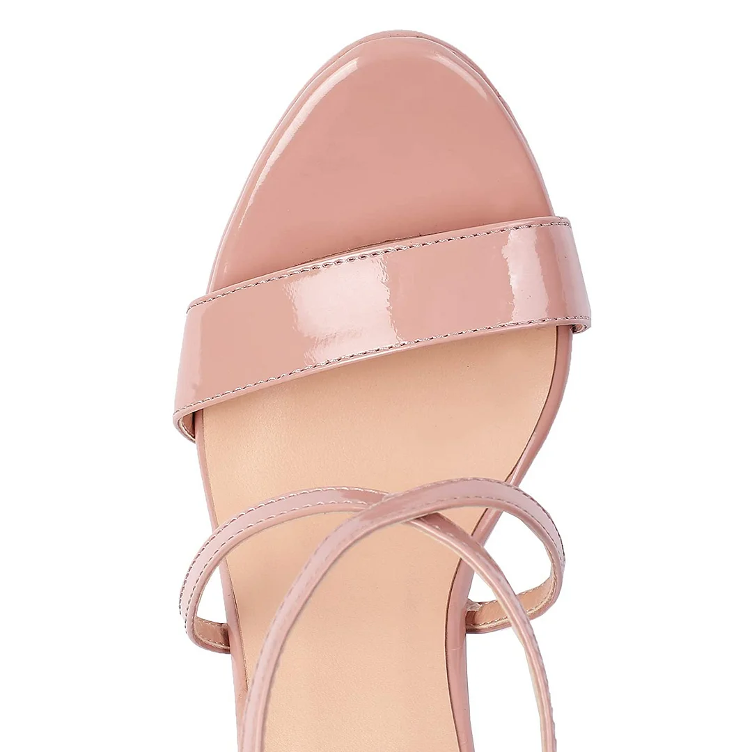 150mm Women's Open Toe Platform Sandals Ankle Strap High Heel Patent Summer Shoes-MERUMOTE