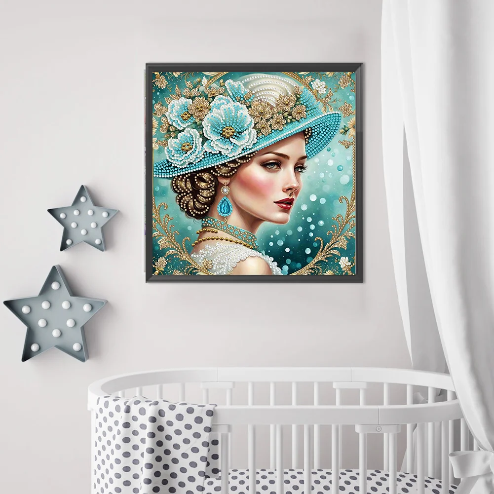 Diamond Painting - Partial Special Shaped Drill - Fashion Lady(Canvas|30*30cm)