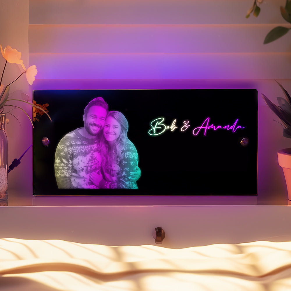 Loveyoufancy Personalized Photo Rectangle LED Mirror Light Couple Gift