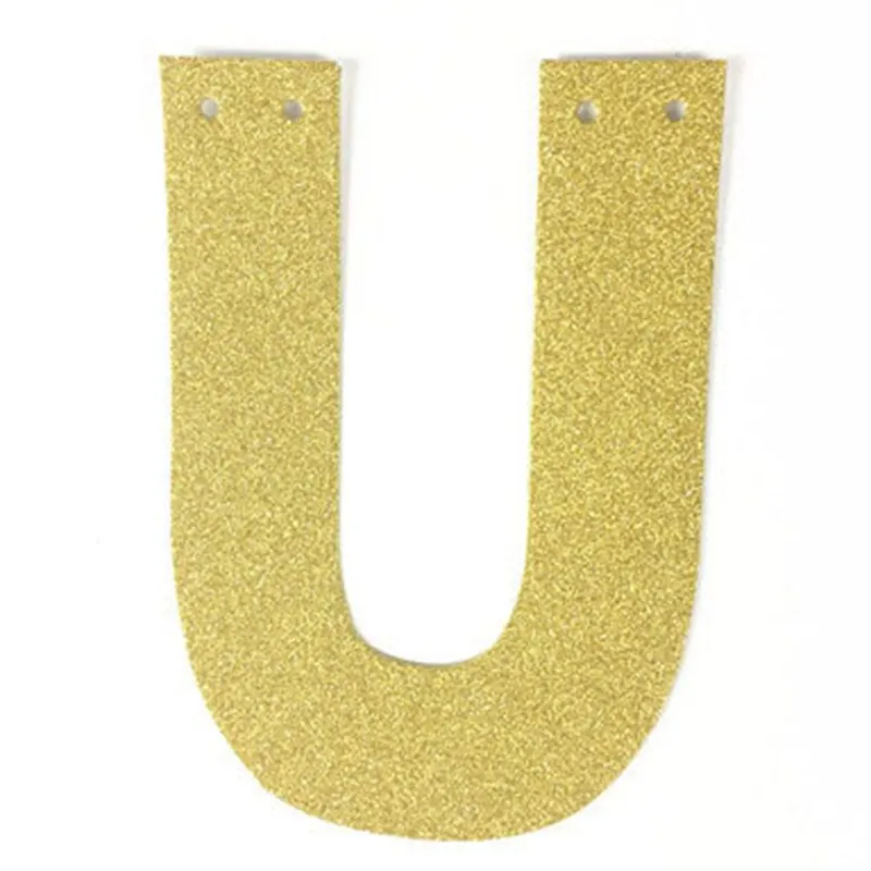 1Pcs/lot 13cm Personalized DIY Gold Glitter Paper Letter Banner Hanging Flags for Wedding Birthday Party Festival Decorations