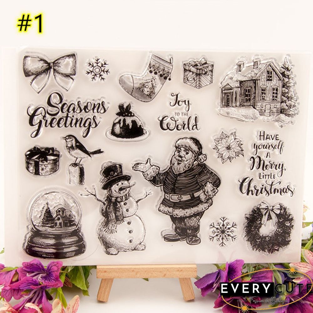 Santa Claus Merry Christmas Transparent Clear Stamps for Scrapbooking DIY Silicone Seals