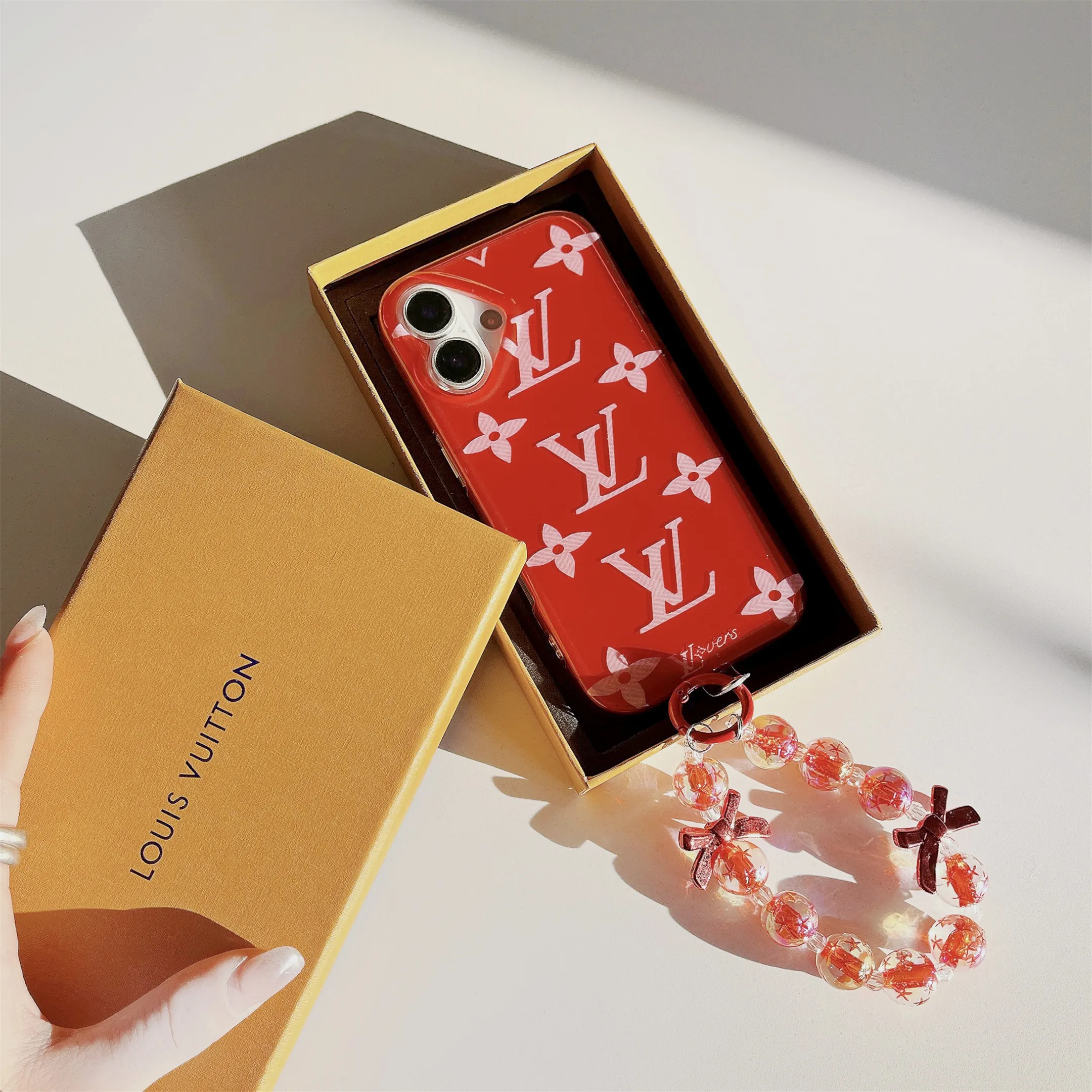 Red Louis Vuitton Monogram Elegant Bracelet Pendant Apple iPhone Cases