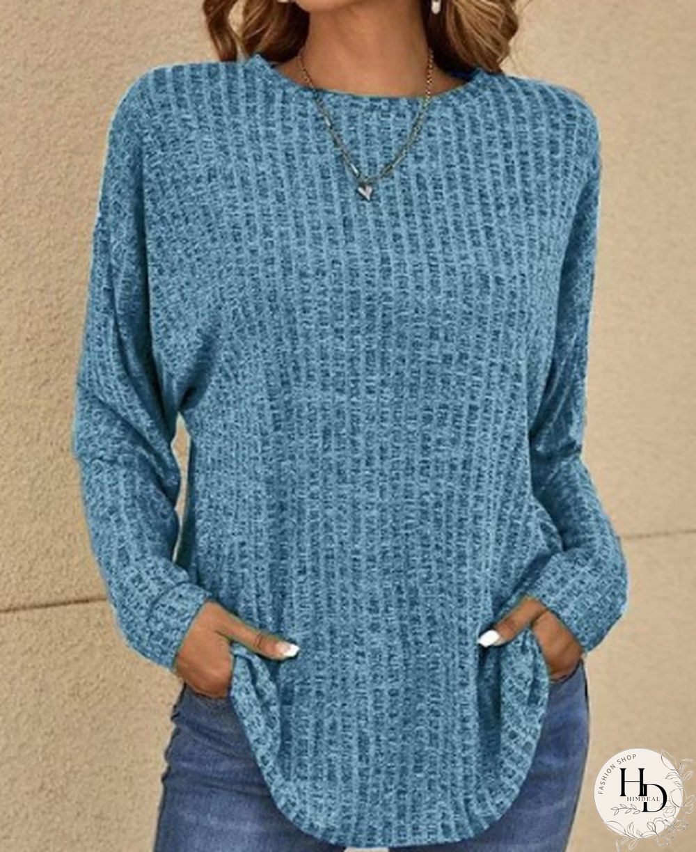 Casual Autumn Solid Polyester Natural Mid-Weight Daily Long sleeve Crew Neck Sweater