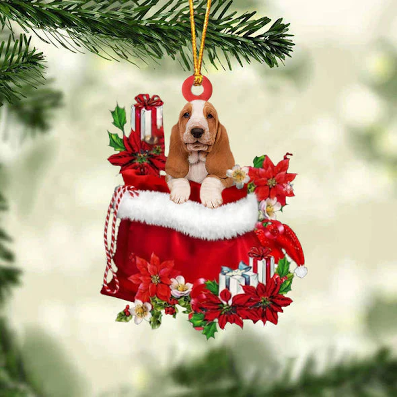 VigorDaily Basset Hound In Gift Bag Christmas Ornament GB105