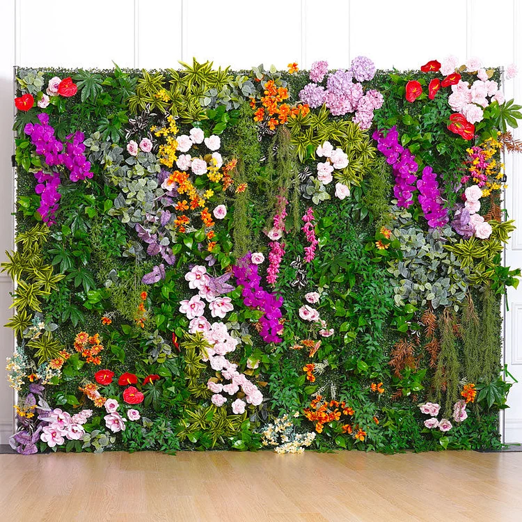 A8784 Tropical Plants Green Turf Wall Cloth Base 5D Rolling Up Flower Wall