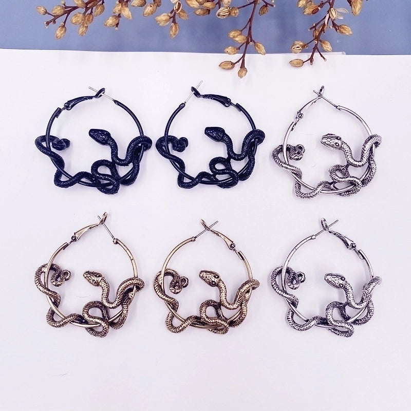 1 Pair Gothic Retro Snake Plating Alloy Gold Plated Silver Plated Hoop Earrings