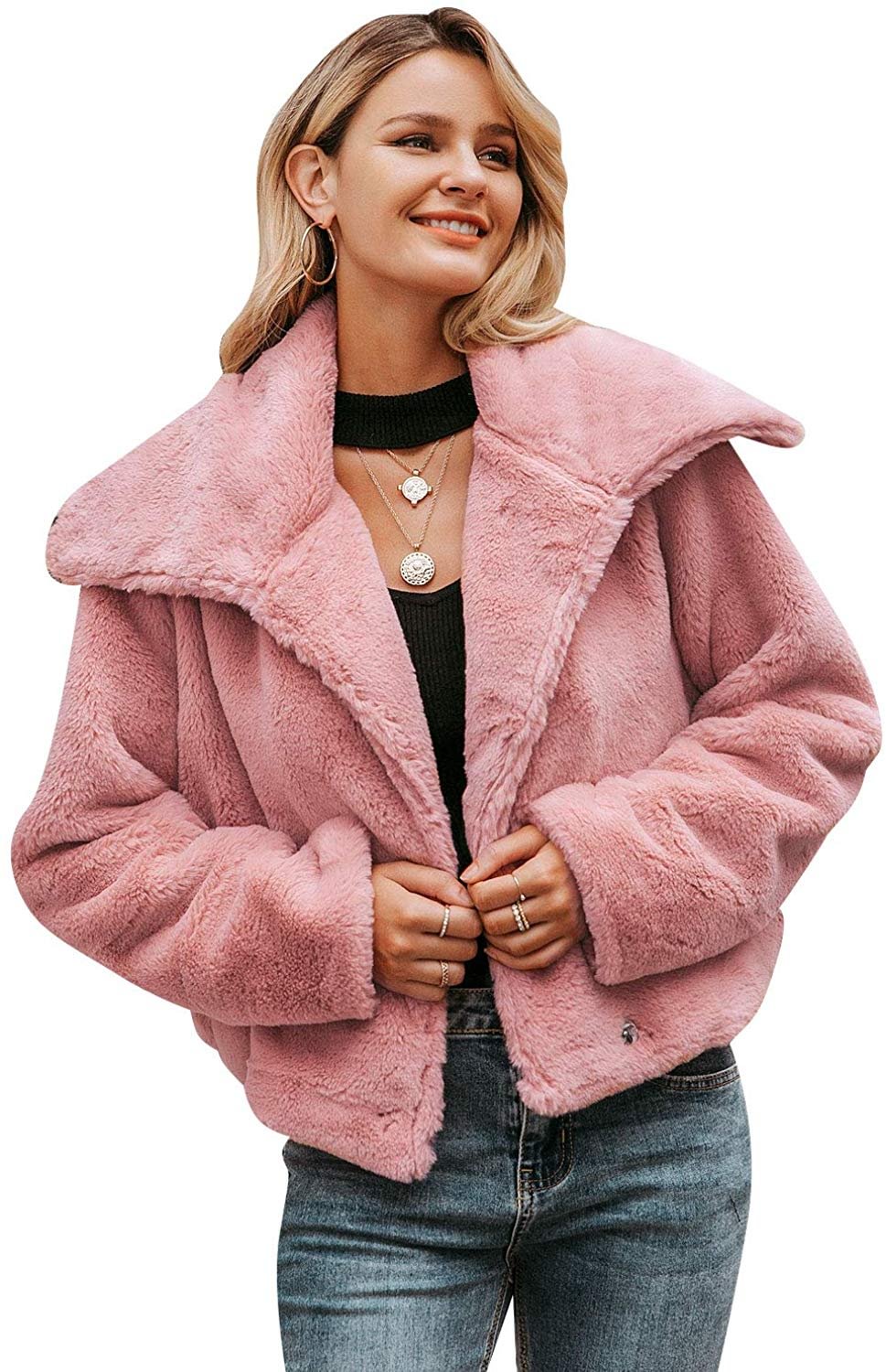 Women's Long Sleeve Faux Fur Coat Jacket