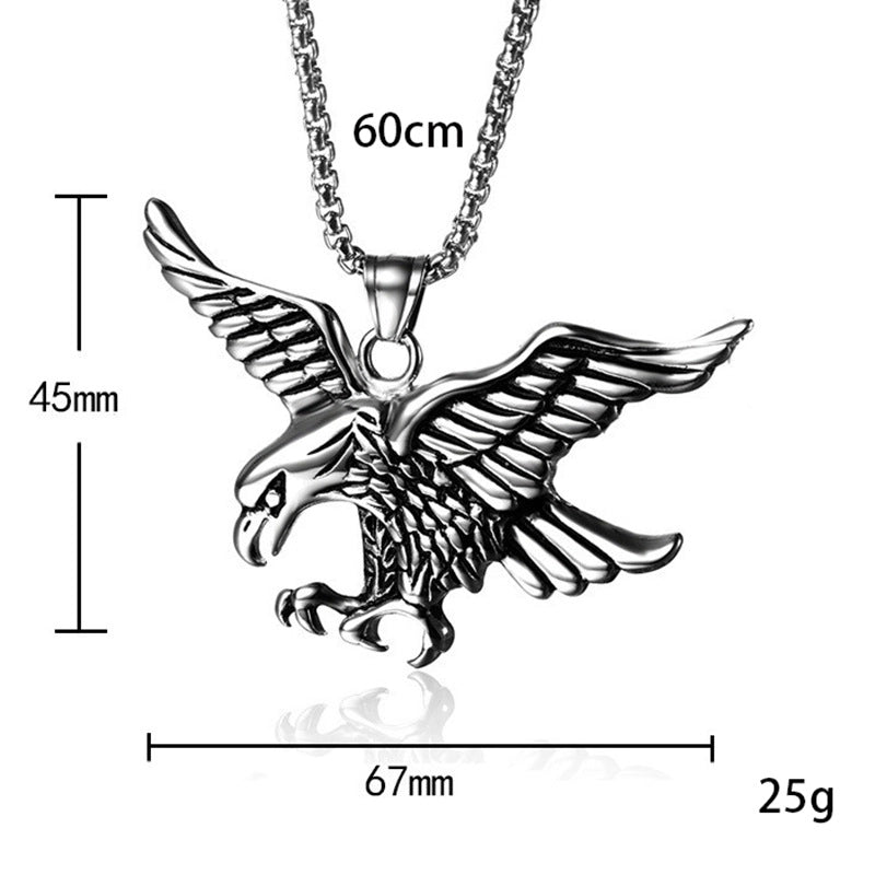 Hip-Hop Retro Eagle 304 Stainless Steel Alloy Stoving Varnish Men’s Pendant Necklace