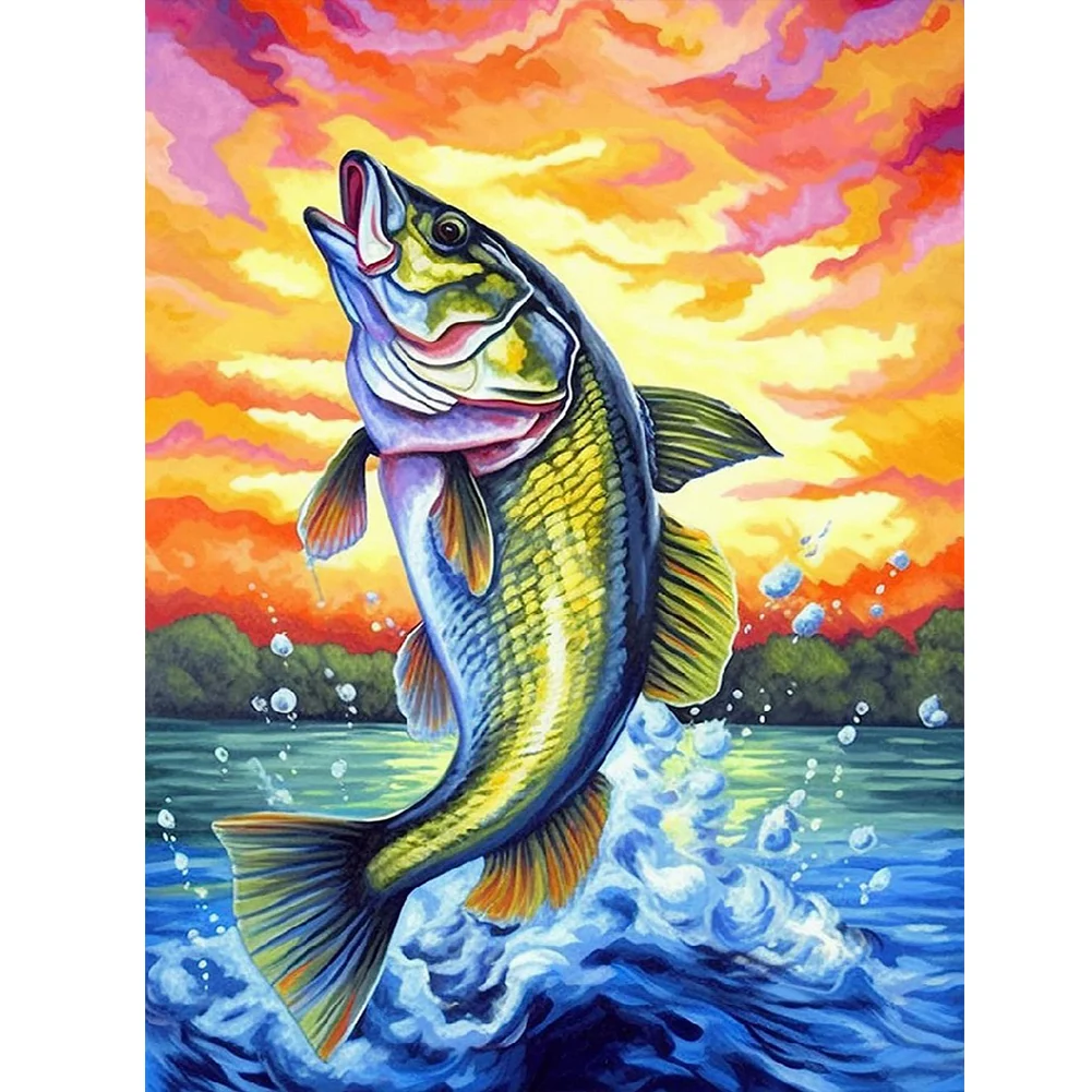Smallmouth Bass 30*40cm(canvas) full round drill diamond painting 3.49
