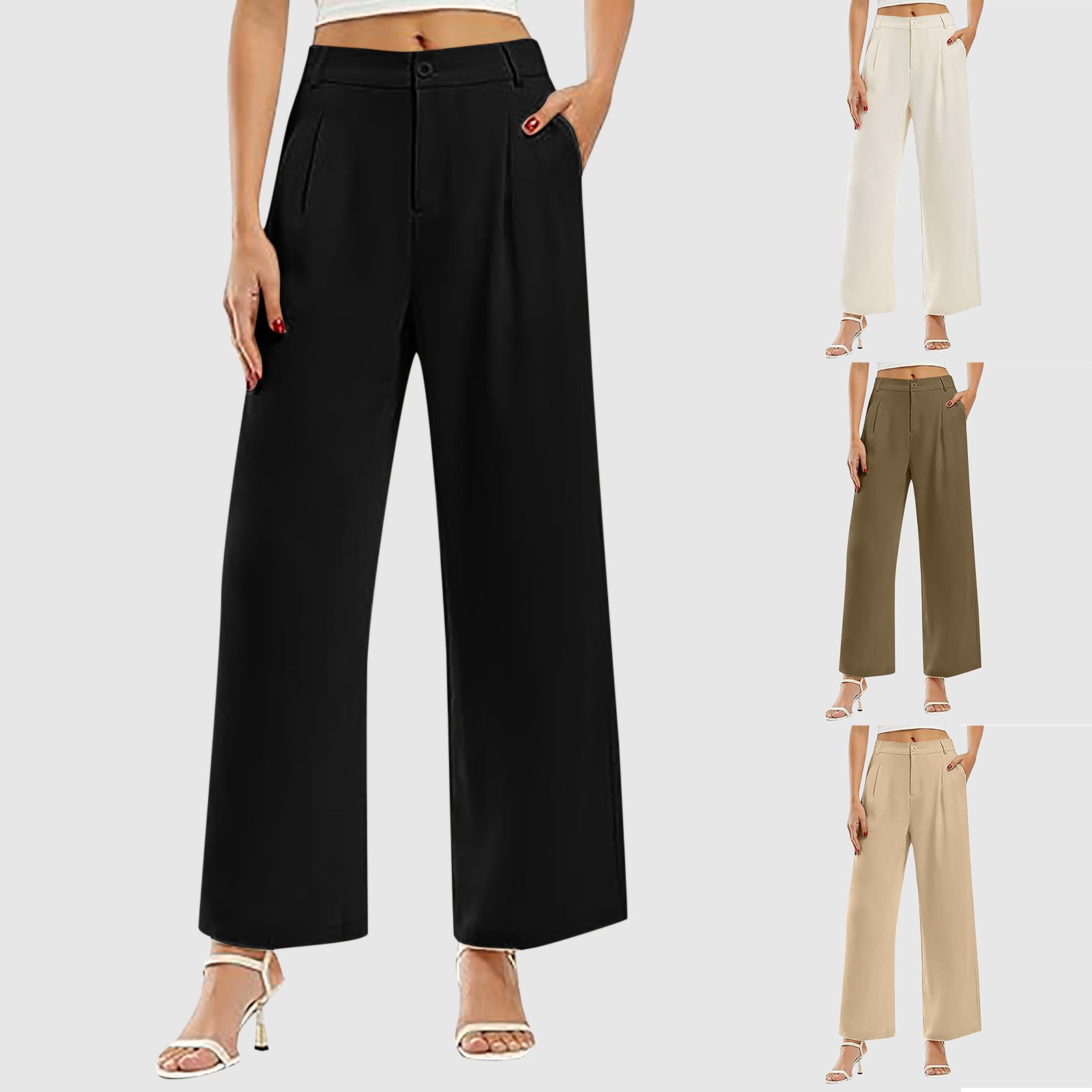 Sweetalys Women'S Wide Leg Pants High Waisted Work Dress Pants Loose Fit Back Elastic Waist Business Casual Trousers Women Long Pants 2025