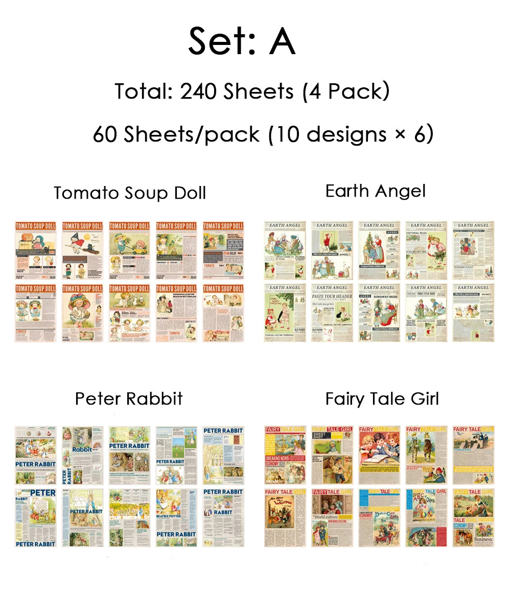 240 Sheets Fairy Tale Weekly Material Paper Kit