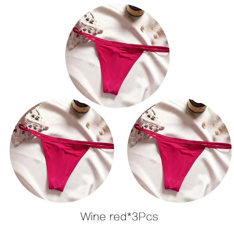 FINETOO M-XL Cotton Bikini Panties T-back Thong Sexy Low Waist Women Underwear Cotton G-String Underpants Femlae Lingerie 3Pcs