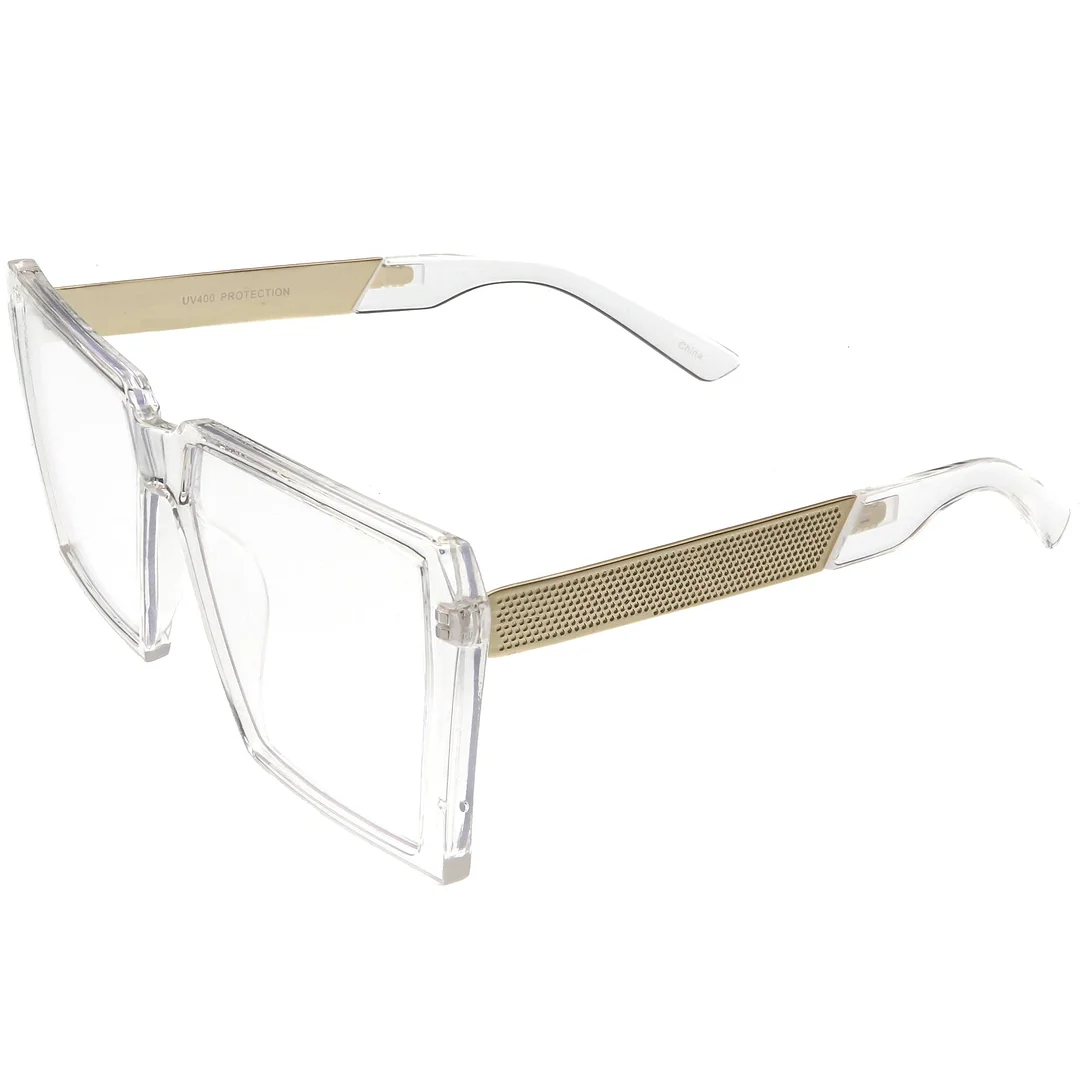 Oversize Modern Chunky Square Eyeglasses Flat Clear Lens 60mm