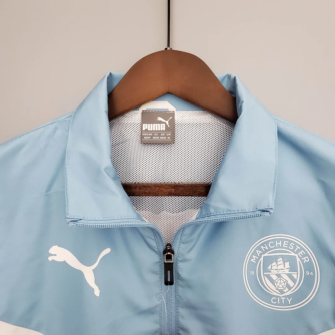 2021/2022 Manchester City Jersey Windbreaker Blue And White