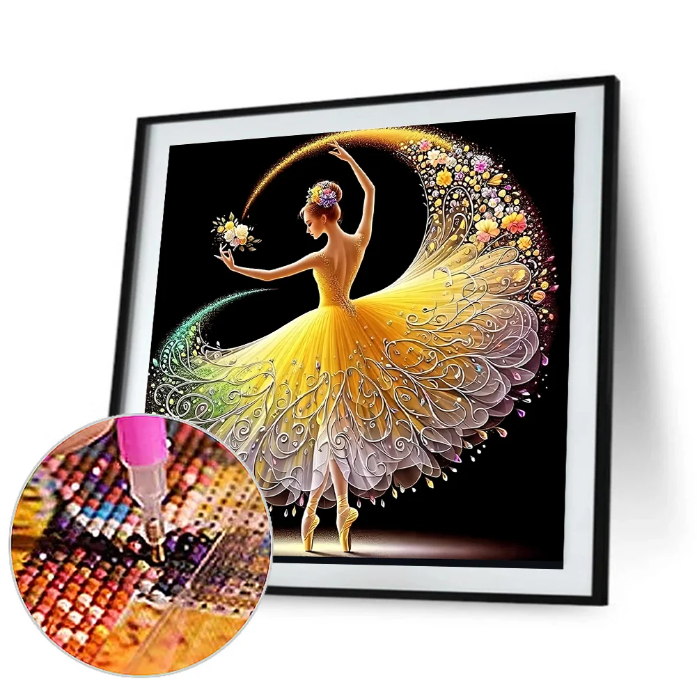 Diamond Painting - Full Round Drill - Flower Skirt Girl(Canvas|40*40cm)
