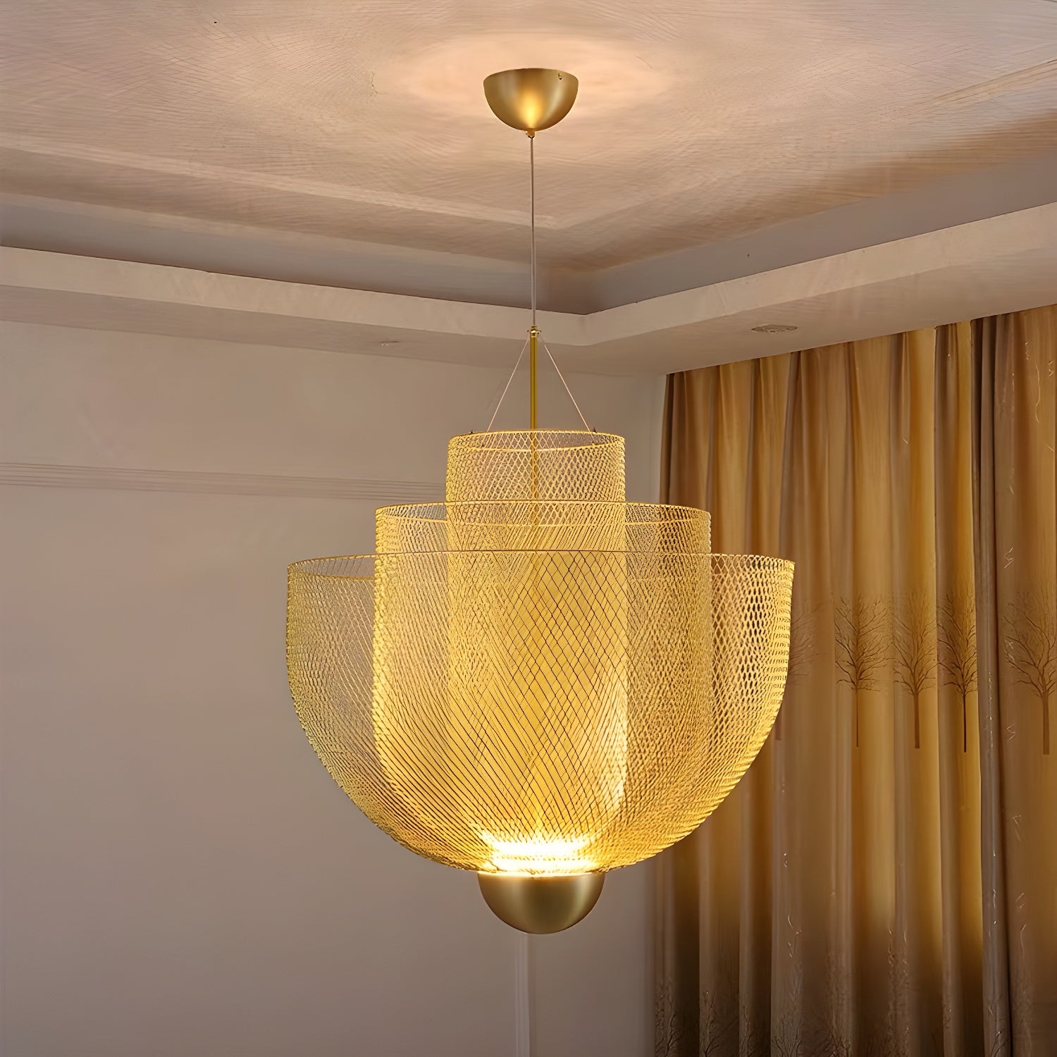 Luxury Metal Grid Pendant Light