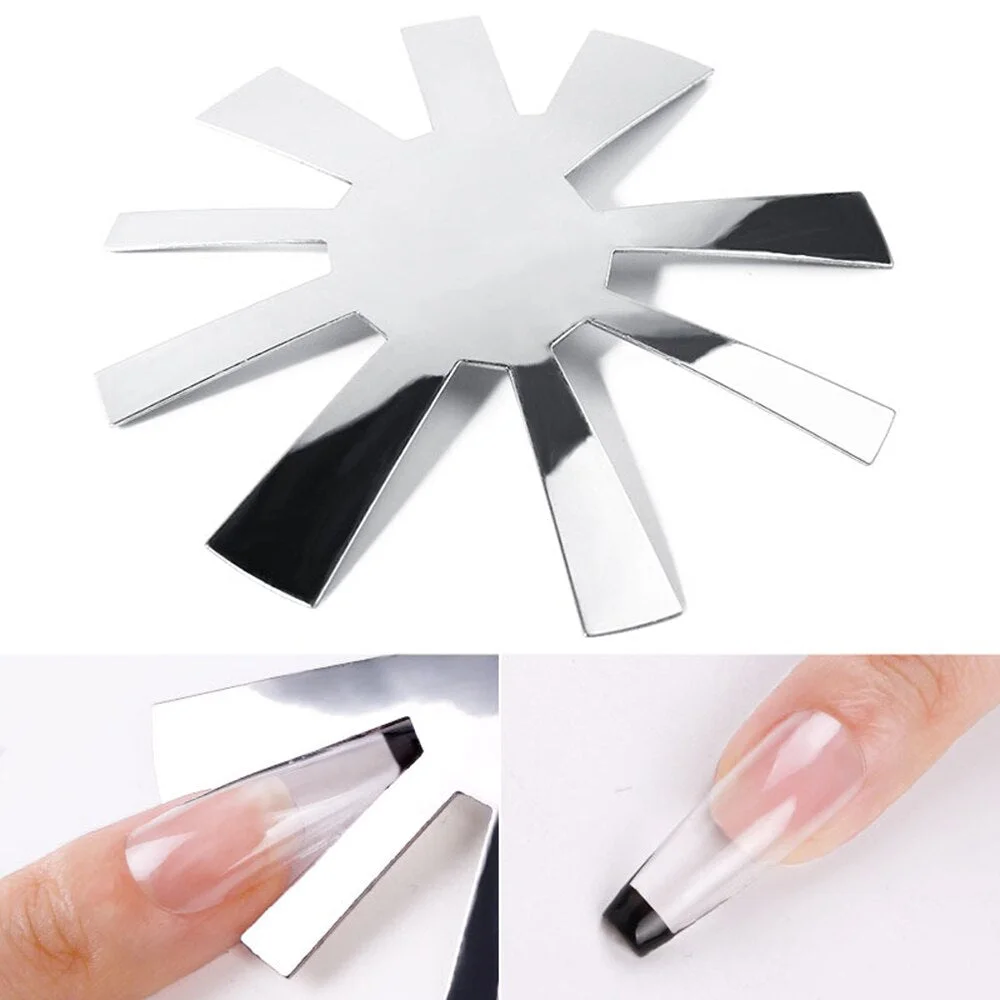 Pro 9 Sizes Easy French Smile Cut V Line almond Shape Tips Manicure Edge Trimmer Nail Cutter Acrylic Pink White French Nails-Nail Inspo