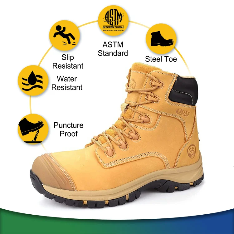 Men's Steel Toe Waterproof Leather Kevlar Puncture Resistant EH Work Boots