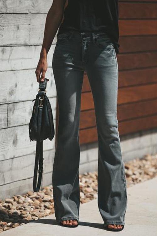 Casual Slim Flared Jeans-elleschic