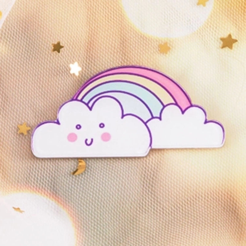 Cute Pin Rainbow Moon Unicorn Arylic Girl’S Brooches