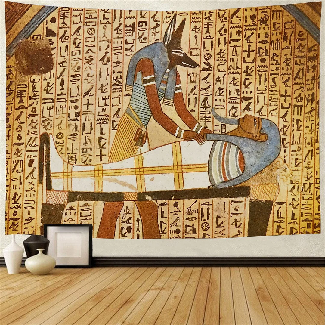 Yellow Ancient Egypt Tapestry Wall Hanging Old Culture Printed Hippie Egyptian Tapestries Wall Cloth Home Decor Vintage Tapestry