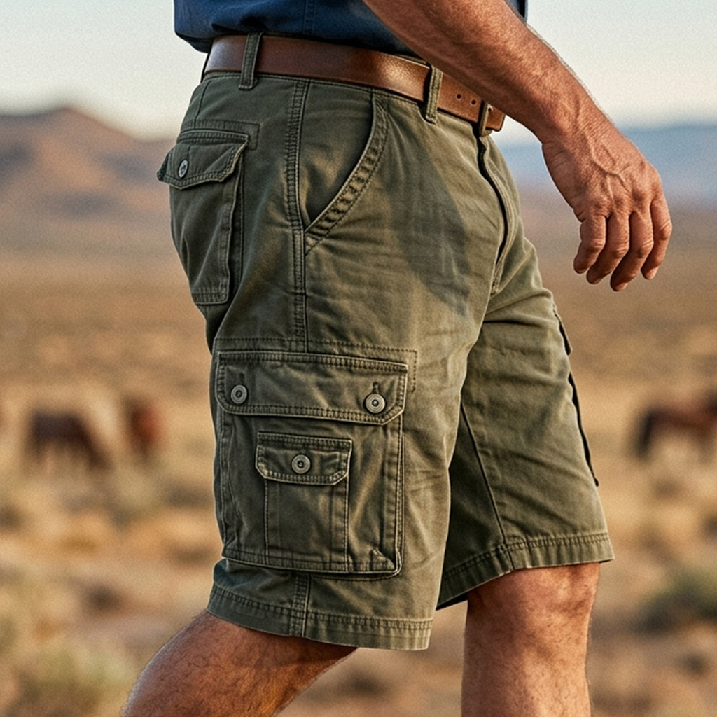 thesupersurf Men's Cotton Cargo Shorts Lightweight Breathable Outdoor With Multiple Pockets 
