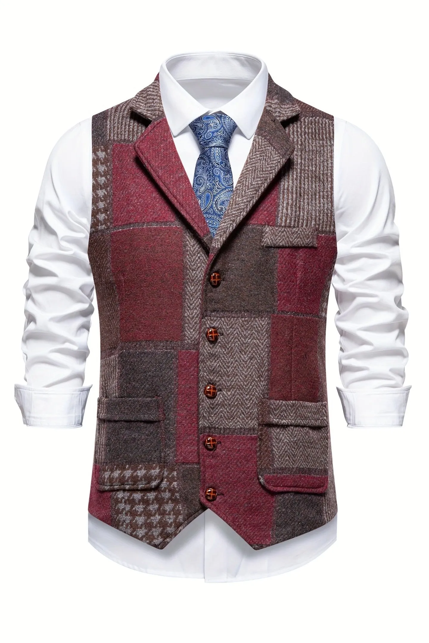 Men's Heritage Tweed Gilet &ndash; Herringbone Waistcoat for Smart Occasions