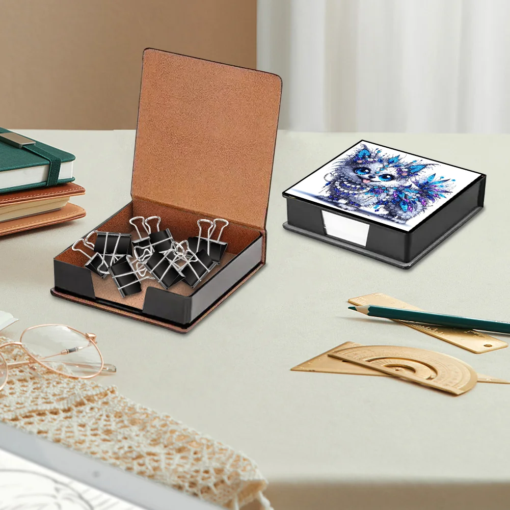 PU Dog Diamond Painting Notecard Box with Papers for DIY Art Craft