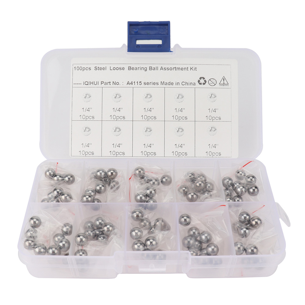 

100pcs Precision Steel Bearing Balls 1/4 inch G25 with Clear Plastic Box, 501 Original