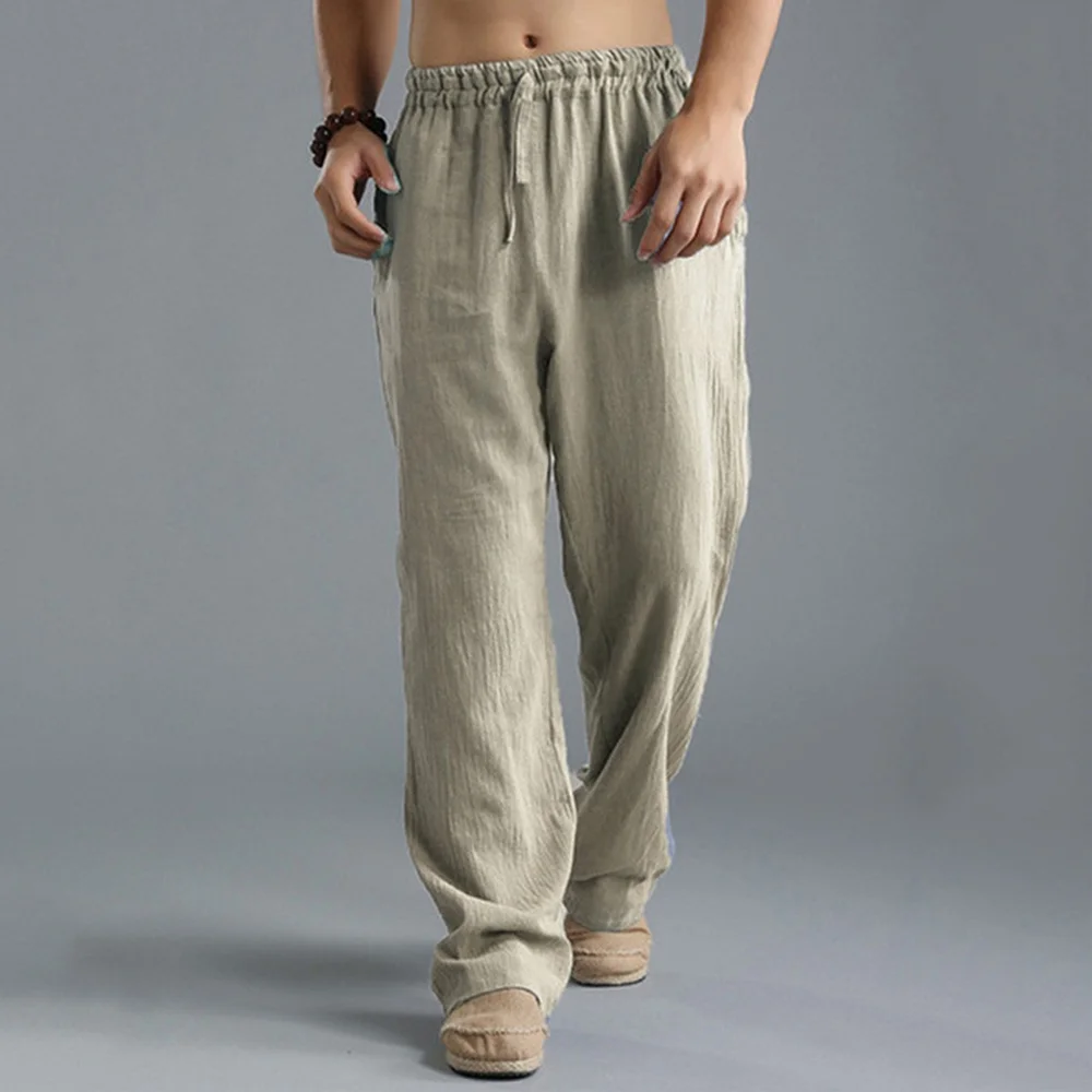 Smiledeer Men's Summer Loose Breathable Linen Casual Pants