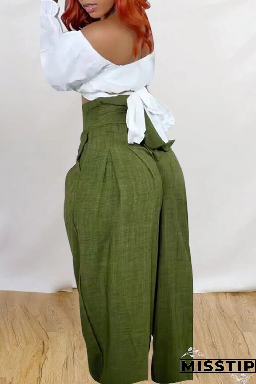 Black Casual Solid Patchwork High Waist Straight Solid Color Bottoms