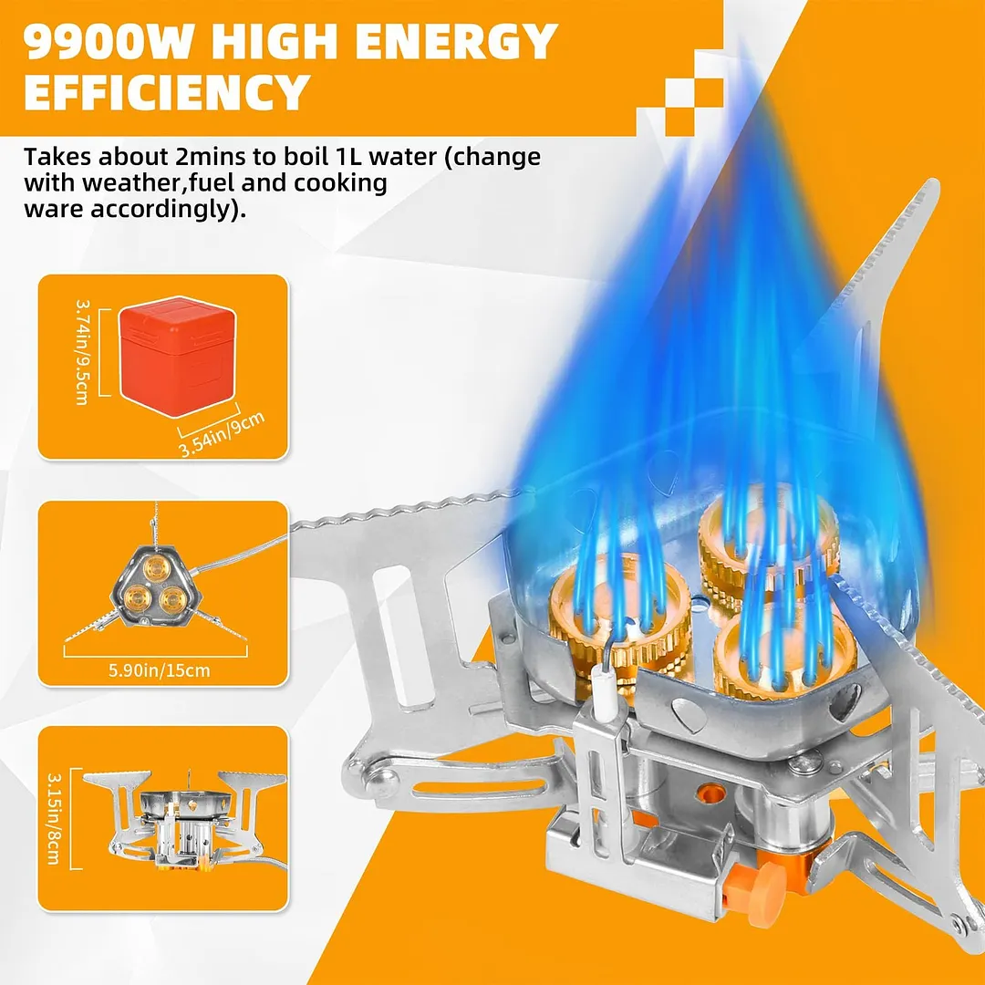 🔥LAST DAY 49% OFF🌟9900W/7200W Windproof Camping Stove. Camping Gas Stove with Piezo Ignition
