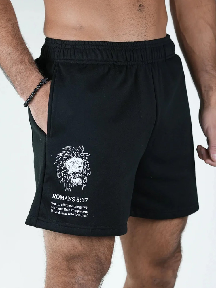 Men's Casual Romans 8:37 Lion Print Short Pants / Rvogue / Rvogue