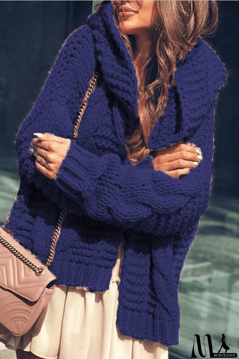 MidiSono - Casual Solid Split Joint Hooded Collar Tops