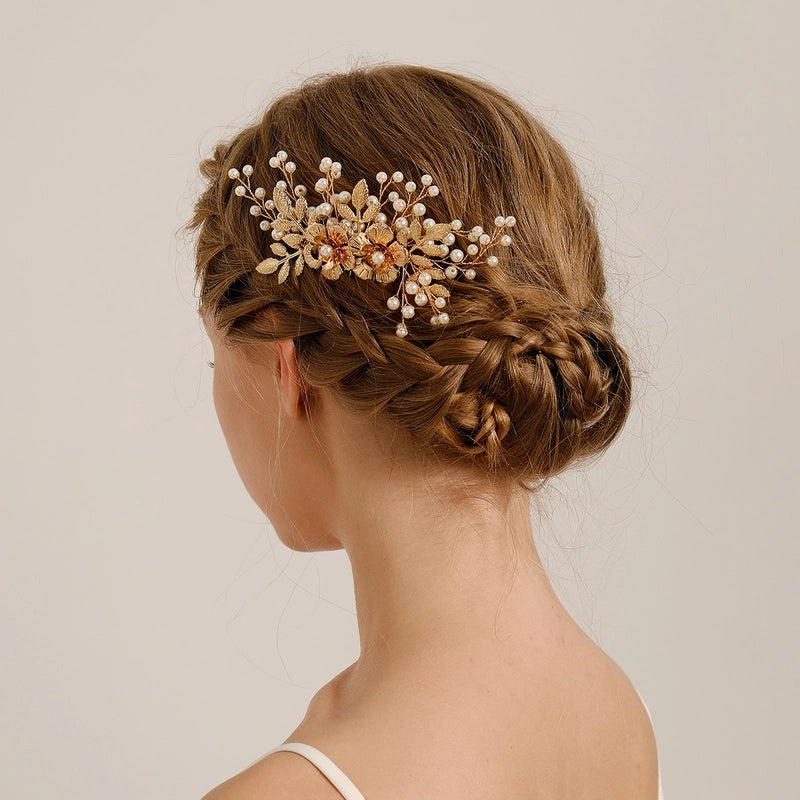 Elegant Bridal Women’s Flower Alloy Diamond Insert Comb