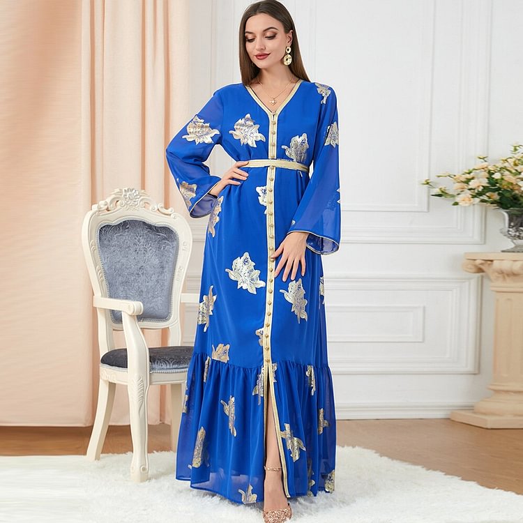 African Americans fashion QFY Chiffon Abayas For Women Dubai Turkey 2023 Eid Mubarak Long Sleeve Maxi Dress Islamic Clothing Robe Africaine Femme Kaftans Ankara Style QueenFunky