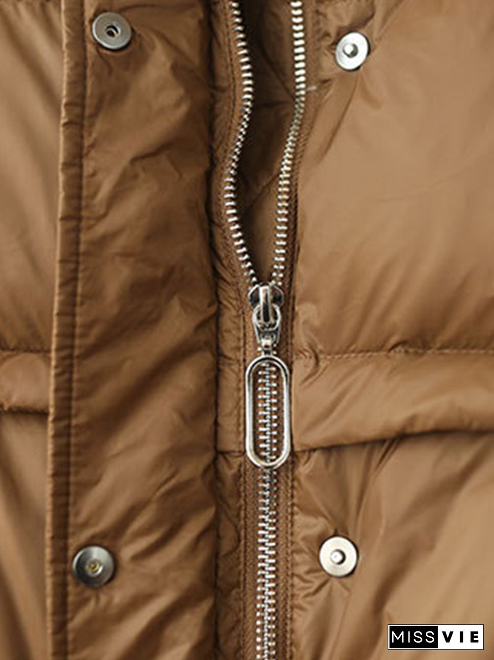 Original Creation Loose Sleeveless Solid Color Zipper High-Neck Vest Outerwear