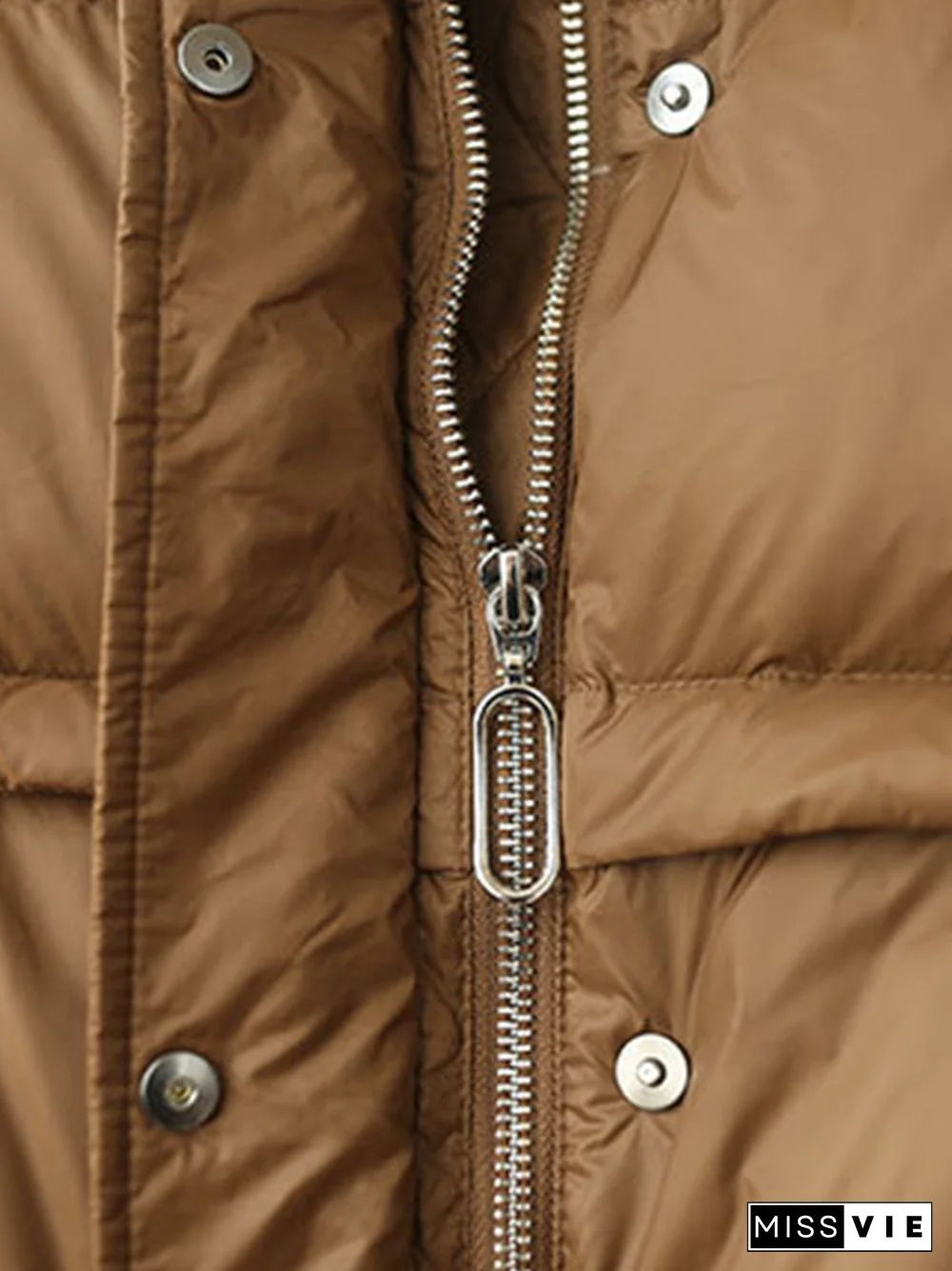 Original Creation Loose Sleeveless Solid Color Zipper High-Neck Vest Outerwear