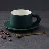 Rhine Blue Matte Thick Handle Ceramic Coffee Cup and Saucer Set