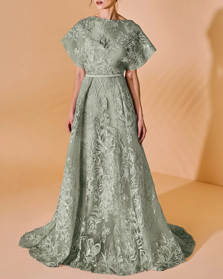 Cape Elegant Short Sleeve Dress